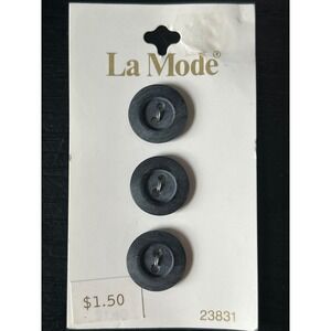 La Mode Vintage Grey Marbled Buttons 16mm 5/8 Inch Made‎ in Italy 23831 3 Count